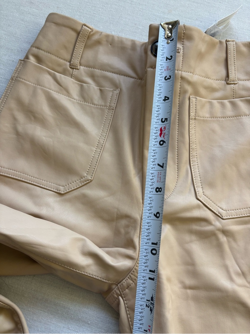 NWT Anthropologie Maeve Colette Beige Faux Leather Wide Leg Crop Pants 27 - Picture 8 of 10